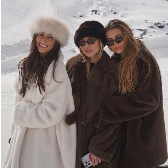 Avec Les Filles White Luxe Faux Mink Fur Coat Jacket Sz L Women’s NWT - Picture 15 of 17